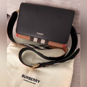 Burberry check leather crossbody bag